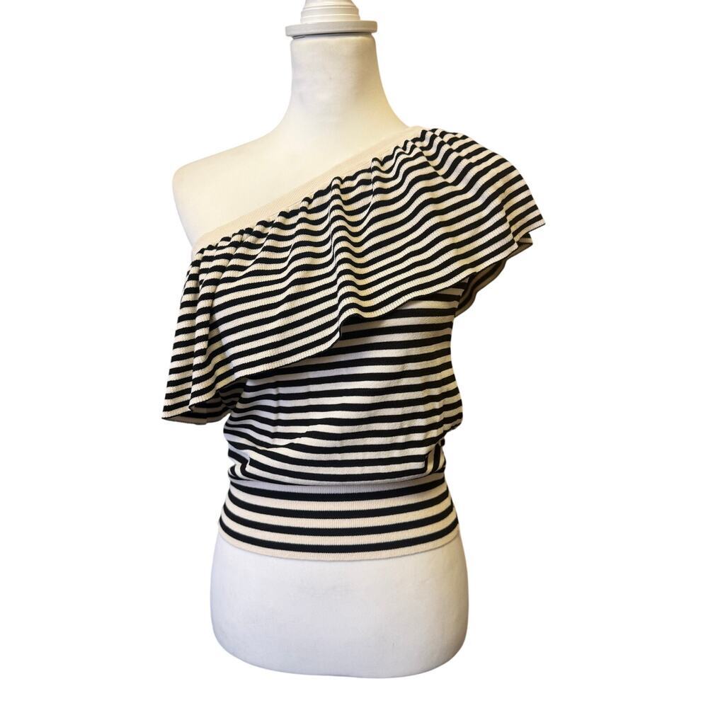 Ann taylor loft cold shoulder striped top womens xs